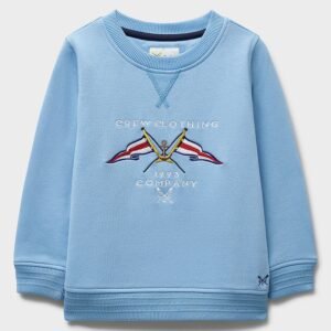 Embroidered Crew Neck Sweatshirt in Blue