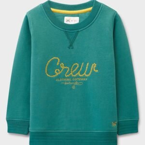 Embroidered Crew Neck Sweatshirt in Teal Green