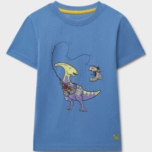 Short Sleeve Graphic T-Shirt in Fishing Dino Print