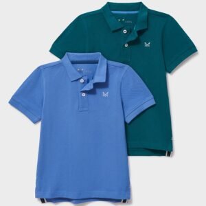 2-Pack Cotton Polo Shirts in Blue & Teal