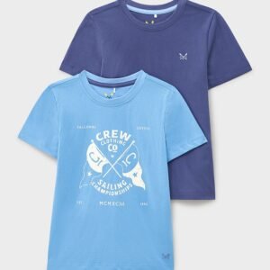 2-Pack Print & Plain Classic Tees in Blue & Indigo