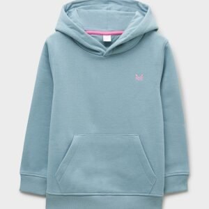 Cross Oars Embroidery Hoodie in Aqua Blue