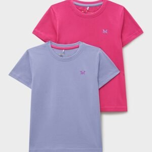 Two-Pack Short Sleeve Classic Tees in Purple and Bright Pink
