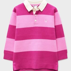 Knitted Stripe Rugby Jumper in Pink