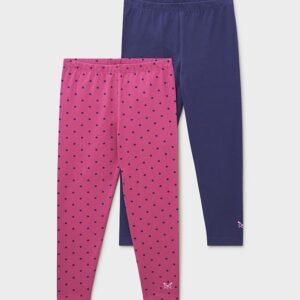 2 Pack Printed Leggings in Navy and Pink