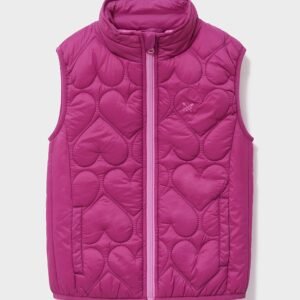 Lightweight Heart Quilted Gilet in Magenta