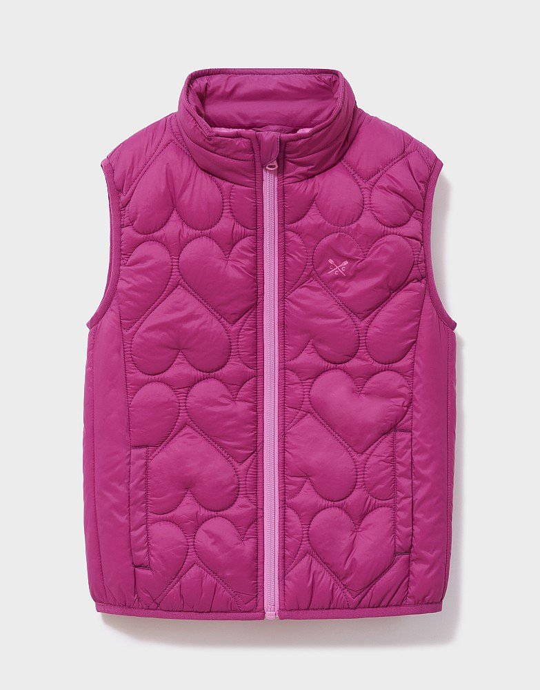 Lightweight Heart Quilted Gilet in Magenta