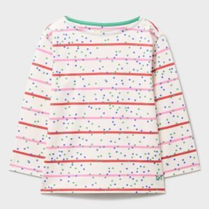 Breton Stripe Spot Printed Tee in White, Green and Multi