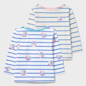 Two-Pack Shell Printed Breton Tops in Blue and White