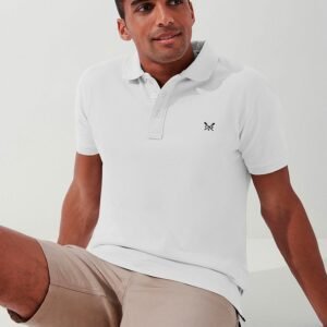 Stretch Pique Polo Shirt in White