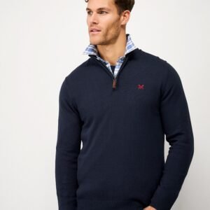 Organic Classic Half Zip Knit Jumper in Heritage Navy