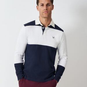 Cut and Sew Rugby Shirt in Navy and White