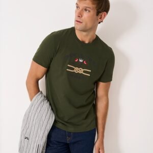 Embroidered Cotton Knot T-Shirt in Green