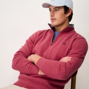 Classic Half-Zip Sweatshirt in Red Marl