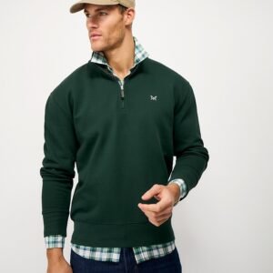 Pique Half Zip Sweatshirt in Bottle Green