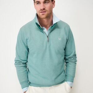 Birdseye Half Zip Jumper in Green