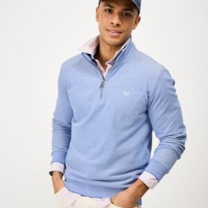 Birdseye Half Zip Jumper in Blue