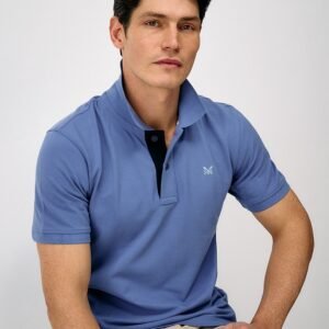 Contrast Button Polo Shirt in Blue