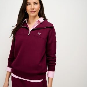 SuperLuxe Half Zip Sweat in Deep Red