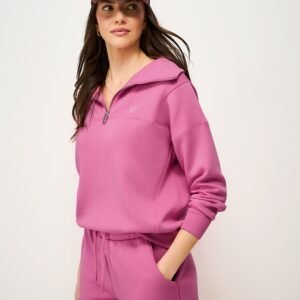 SuperLuxe Half Zip Sweat in Pink