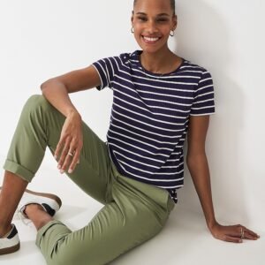 Cotton Breton Tee in Navy & White Stripe