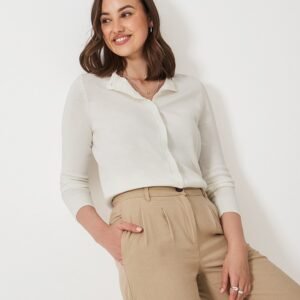Crew Cardigan in Ivory