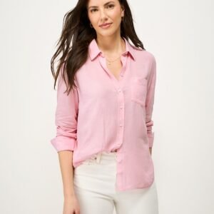 Relaxed-Fit Linen-Blend Shirt in Light Pink