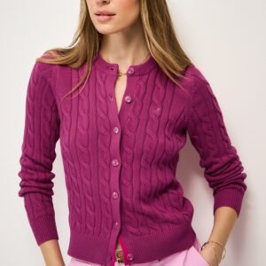 Summer Heritage Cable Cardigan in Fuchsia Pink