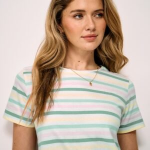 Cotton Breton Tee in Multi Pastel Stripe