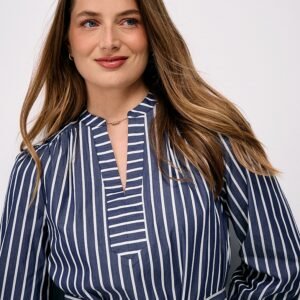 Freya Dress in Blue and White